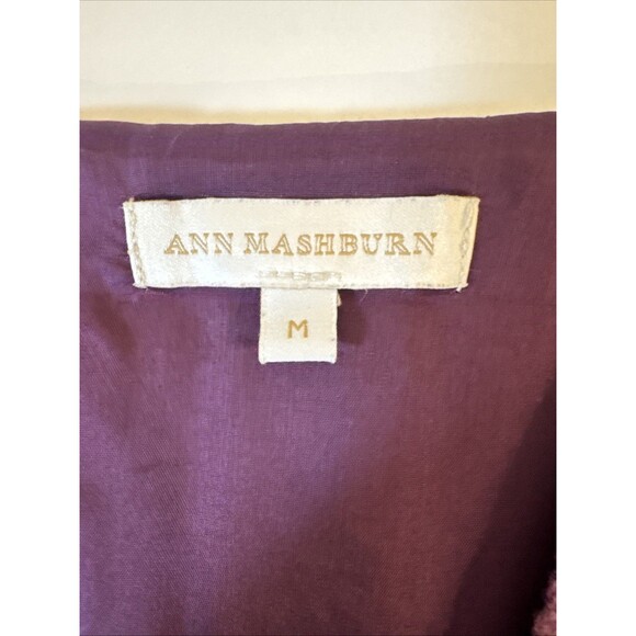 Ann Mashburn Size Medium 100% Wool Knit Sweater Purple Dress V-Neck - Picture 4 of 8